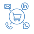 I want an icon that represents this word omnichannel approach write it in English whitout text only use this color 5182b8 and remove the background use email phone call linkedin and whatsapp-1